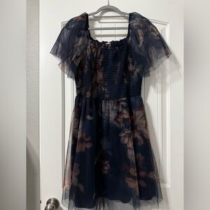 Baltic Born Navy Tulle Floral Dress